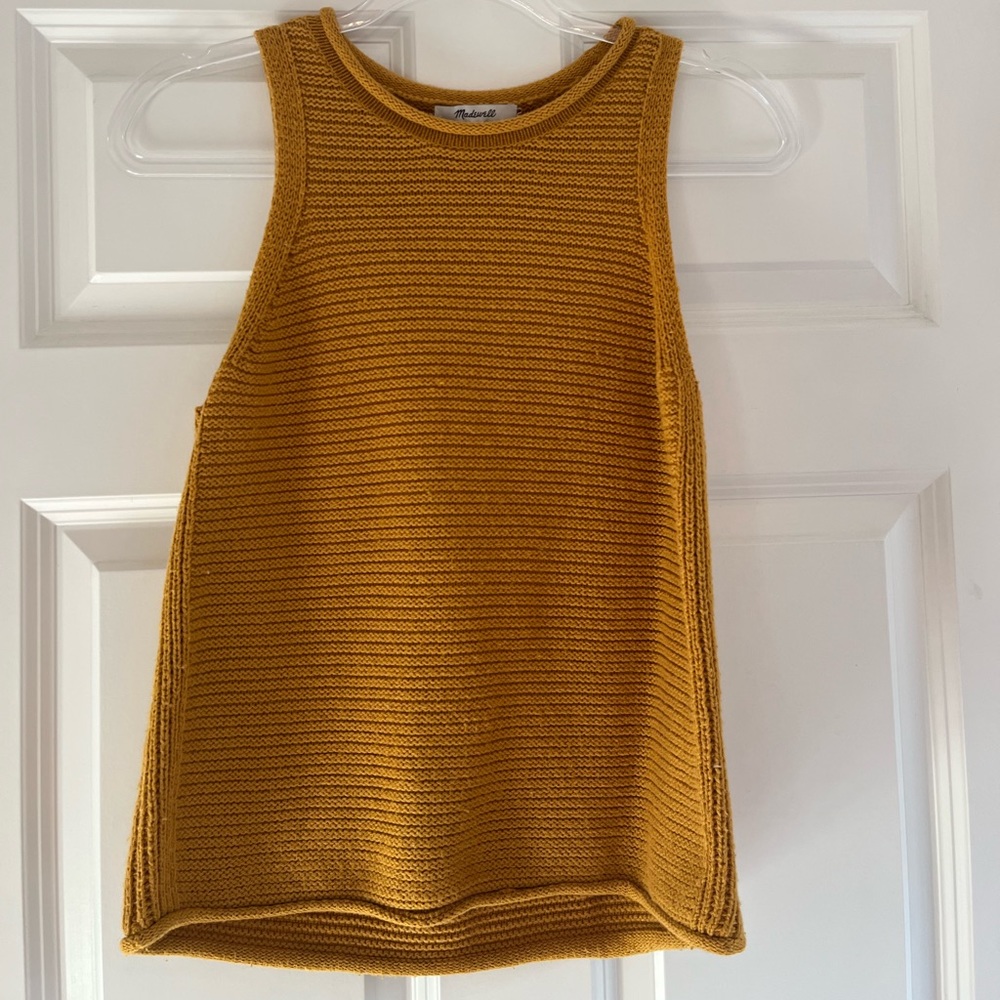 Madewell Womens S Chunky Knit Sweater Tank Top Ribbed Fall Gold Mustard